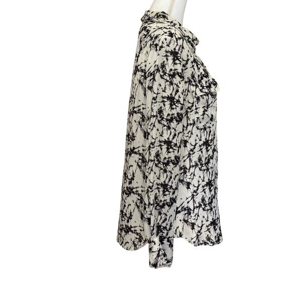 2OH Old Hippies black/cream silk buttondown top, artistic, edgy, minimalist - Picture 2 of 5